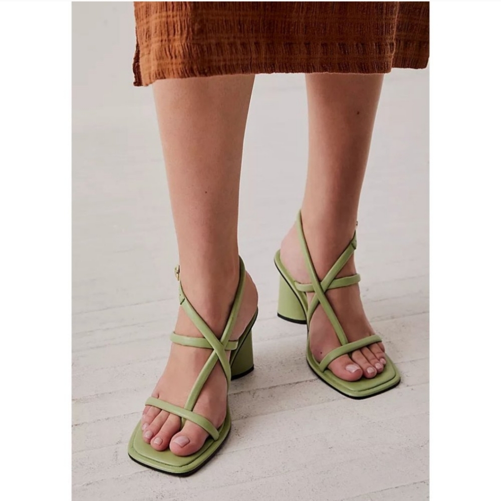 NEW Free People Secretly Sage Green Perth Strappy Slingback Heels